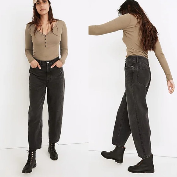 SOLD Madewell balloon leg jeans washed black noll wash MD690 28 - Picture 12 of 15